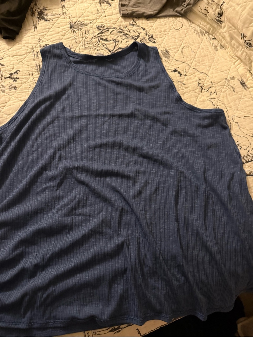 Blue Ribbed Tank Top - Picture 3 of 3